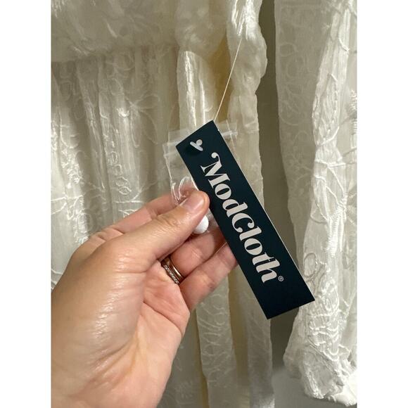 🔴‎ Modcloth Just The Beginning Maxi Dress White size Large New - Picture 5 of 9